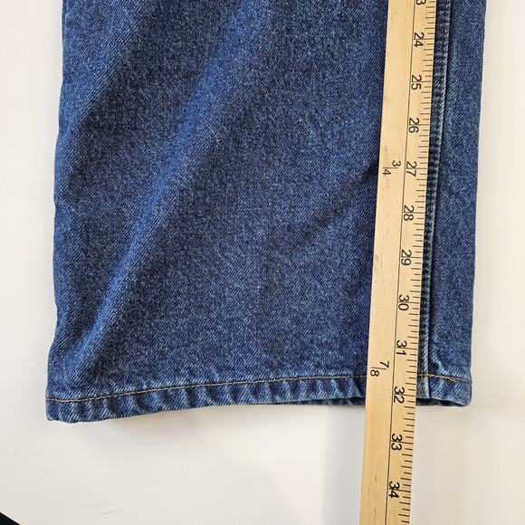 Carhartt Flannel Lined Jeans Mens 44x32 Relaxed Fit Denim Straight Workwear B172 - Picture 9 of 10